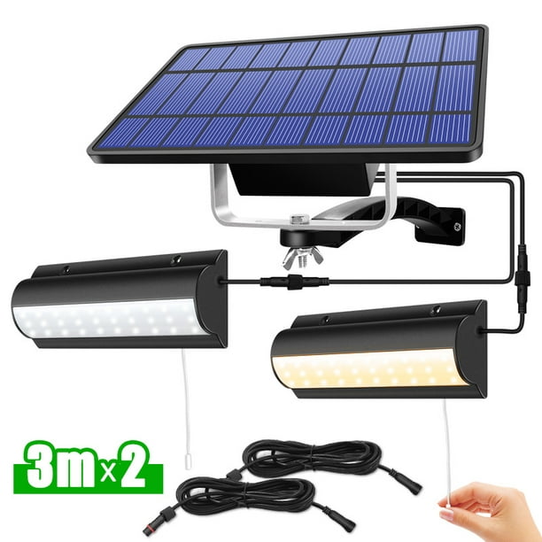 2 Lamps In/Outdoor Solar Light Separate Solar Powered Shed Light Pendant Light with IP65 Waterproof Pull 3m/9.8ft Extension Cable for Shop Barn Greenhouse - Walmart.com