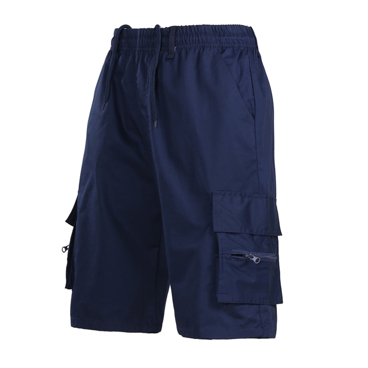 Mens Summer Elasticated Plain Shorts Cotton Lightweight Cargo Combat Pants M-3XL 