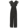thumbnail image 3 of Yartina Flower Girls Chiffon Romper Ruffled Short Sleeve High Waist Wide Leg Jumpsuit for Wedding Black 14, 3 of 7