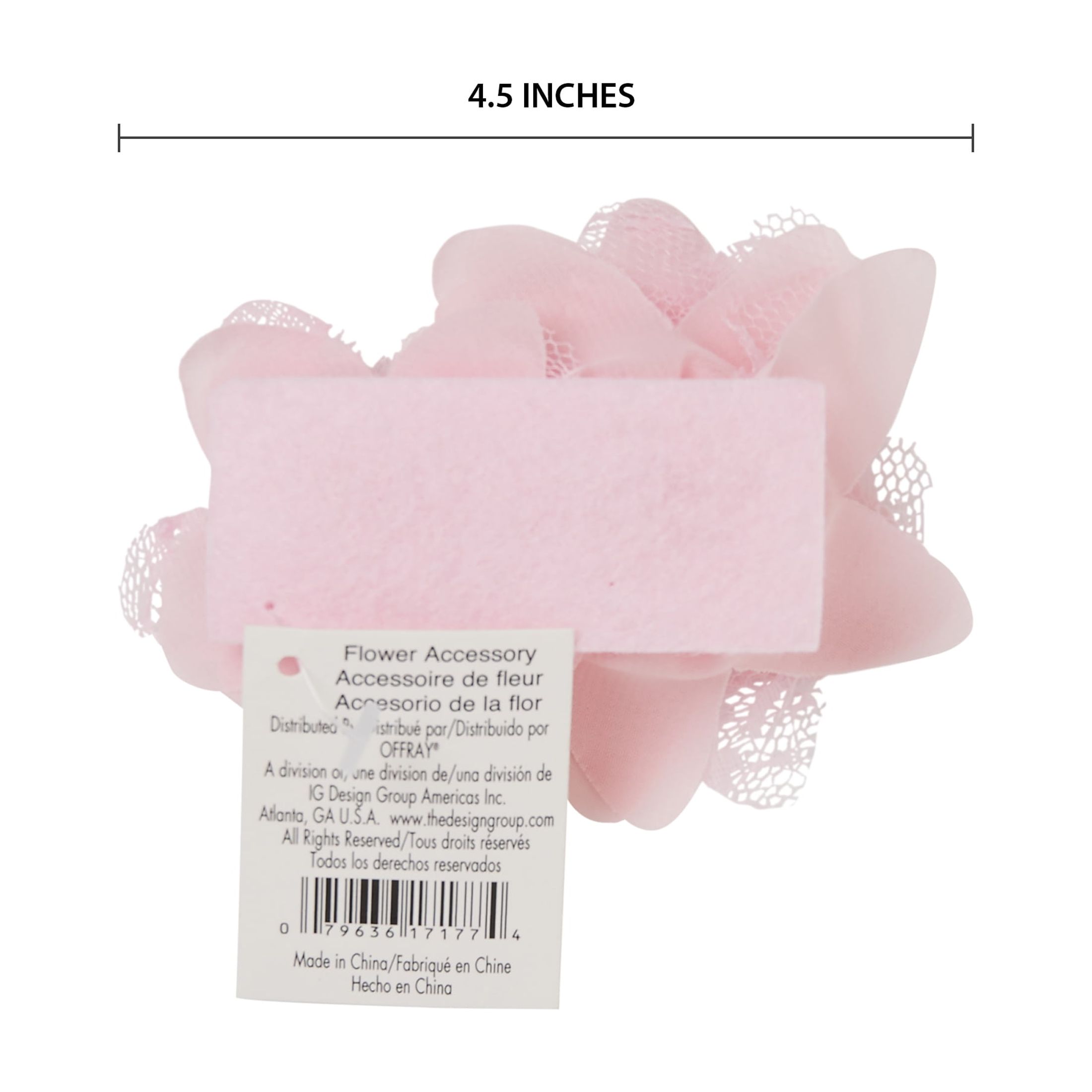 (3 pack) Offray Light Pink Satin Tulle with Gem Flower Cluster, 1 Each