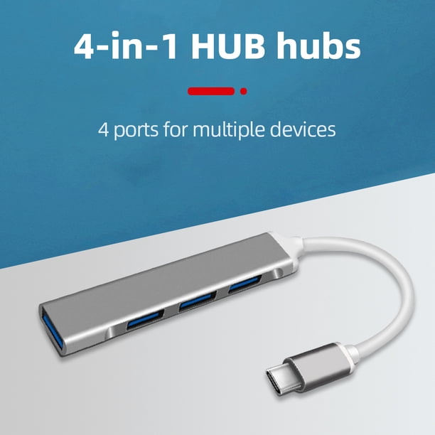 Adaptador HUB con 1 USB3.0 y 3 puertos USB2.0 Expansor multipuerto para Windows