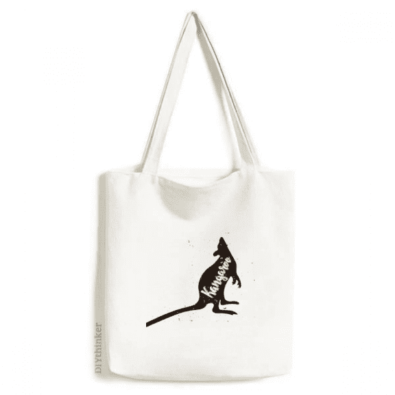 Kangaroo Black And White Animal Tote Canvas Bag Shopping Satchel Casual Handbag