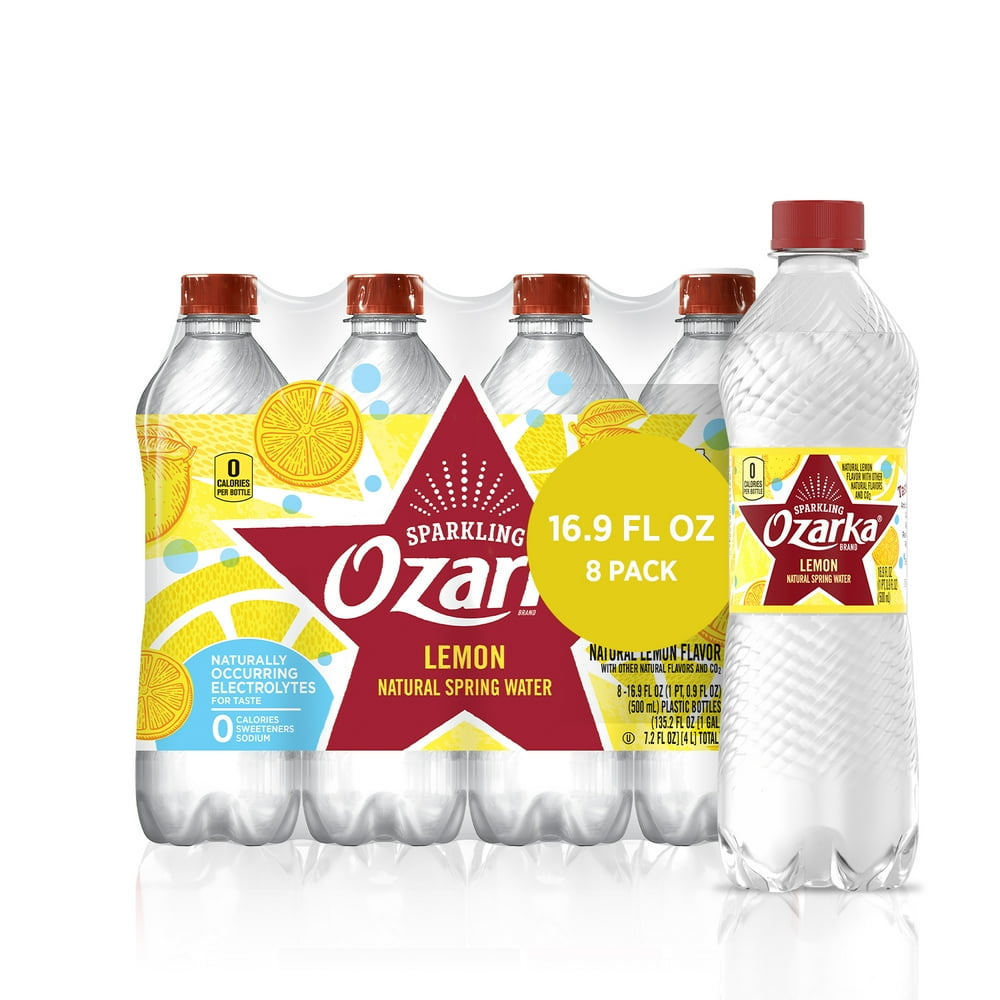 Ozarka Sparkling Water, Lively Lemon, 16.9 oz. Bottles (8 Count