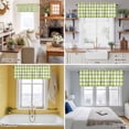thumbnail image 5 of Green Plaid Kitchen Curtain Valances for Windows Farmhouse Short Curtains, Gradient Geometric Buffalo White Checkered Rod Pocket Valance Curtain for Bedroom Cafe Living Room, 5 of 8