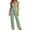 Green, variant on Enjoytime Pajama Sets for Women 2 Piece Ruffle Square Neck Short Sleeve Sleepwear Wide Leg Pants Matching Lounge Set