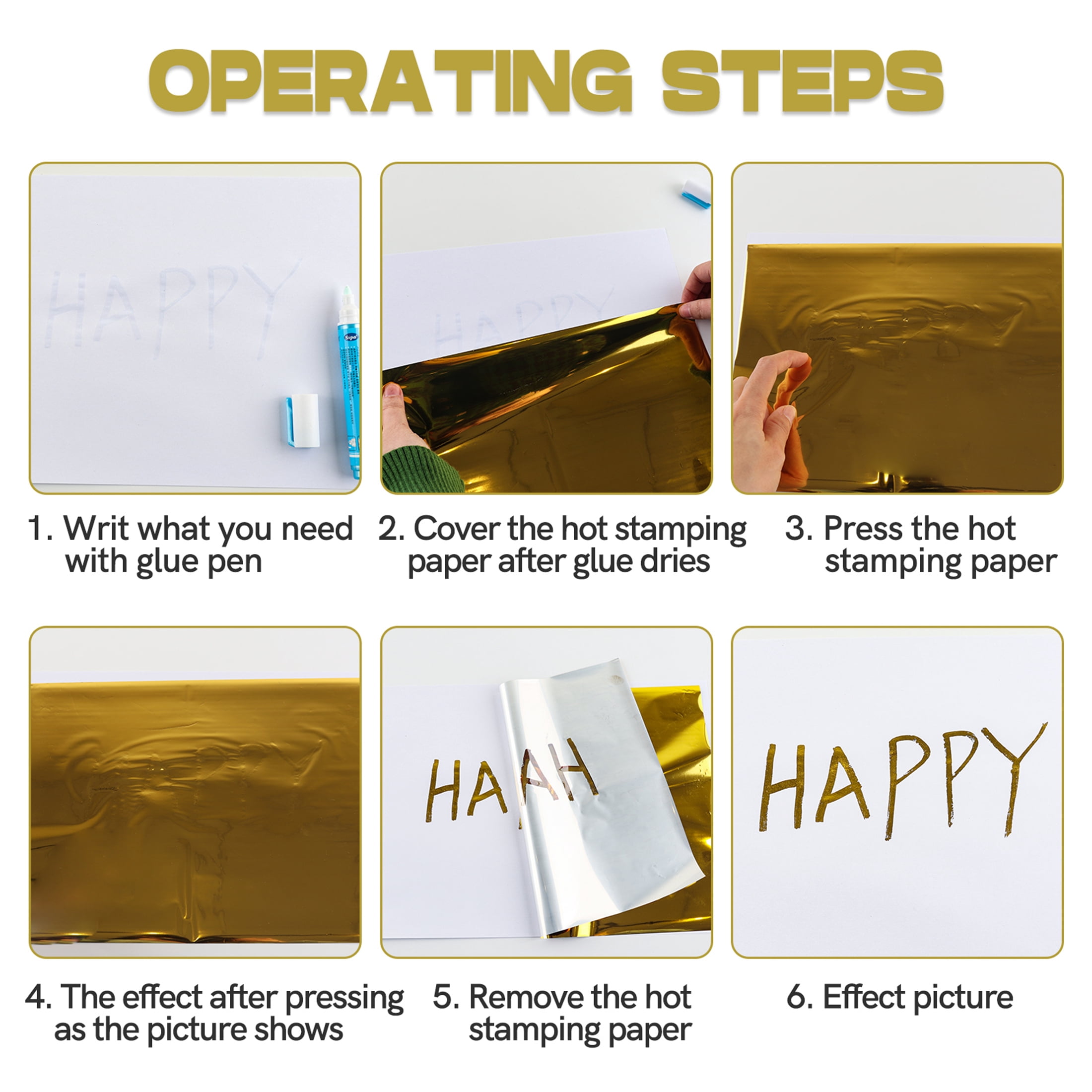 Briartw 7 Roll 196.85x7.6 inch Toner Reactive Foil Paper/Hot Stamping Foilby Laser Printer and Laminator for Make a Greeting Card, Wedding Invitation