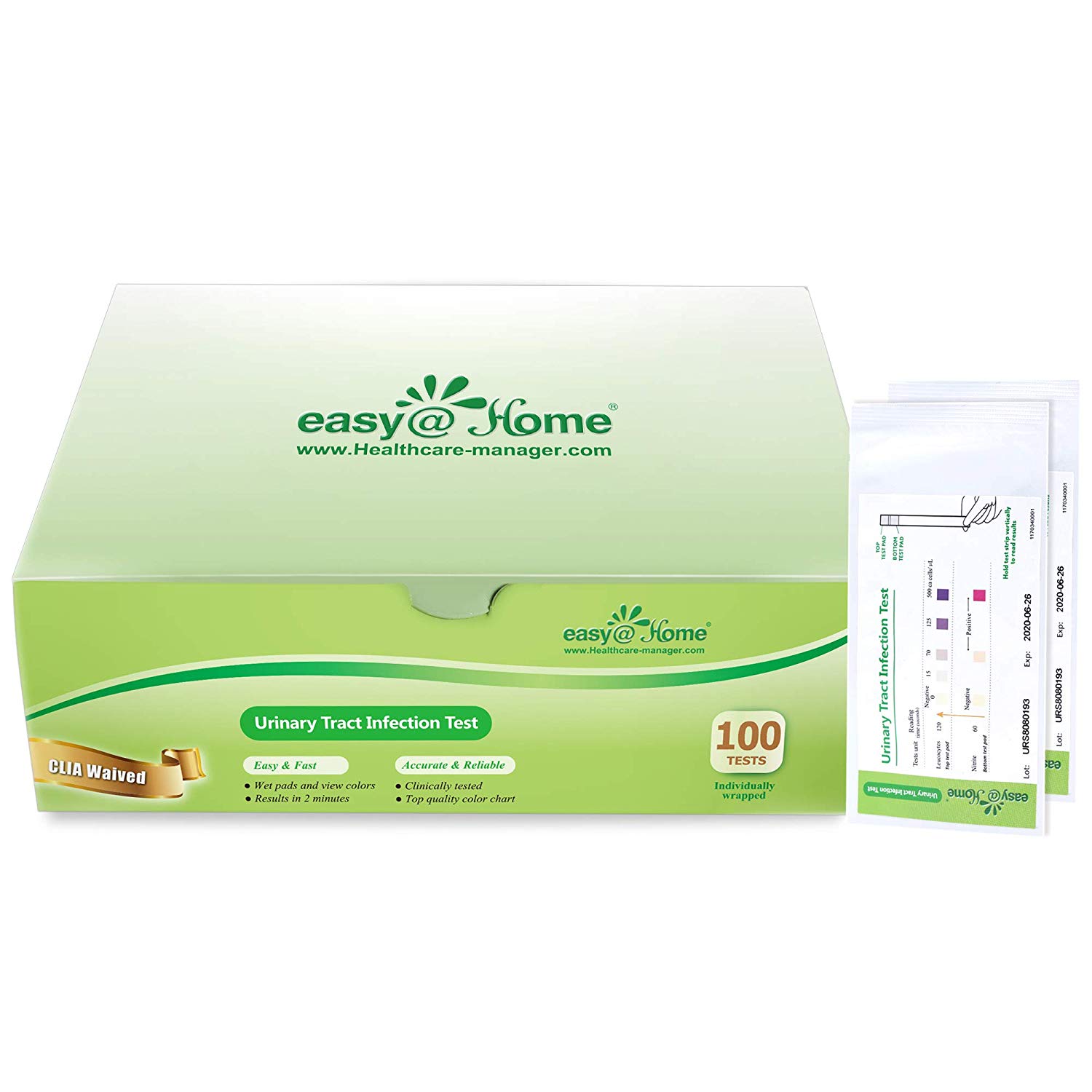 EasyHome Uti Tests 100 Pouch Urinary Tract Infection Strips UTIPOUCH