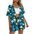thumbnail image 4 of Neewe Short Sets for Women Short Sleeve Top Shorts with Pocket 2 Piece Summer Beach Floral Vacation Outfits Lounge Tracksuits, 4 of 7