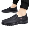 thumbnail image 2 of Men Walking Shoes Breathable Hollow Mesh Casual Shoes Lightweight Non Slip Slip On Thick Rubber Sole Loafers Three Classic Solid Color Daily Outdoor Sneakers, 2 of 8