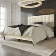 thumbnail image 2 of Home Design Marion Queen Tufted Upholstered Platform Bed Frame with Tufted Headboard and Plush Padding, Beige, Easy Assembly, 2 of 6