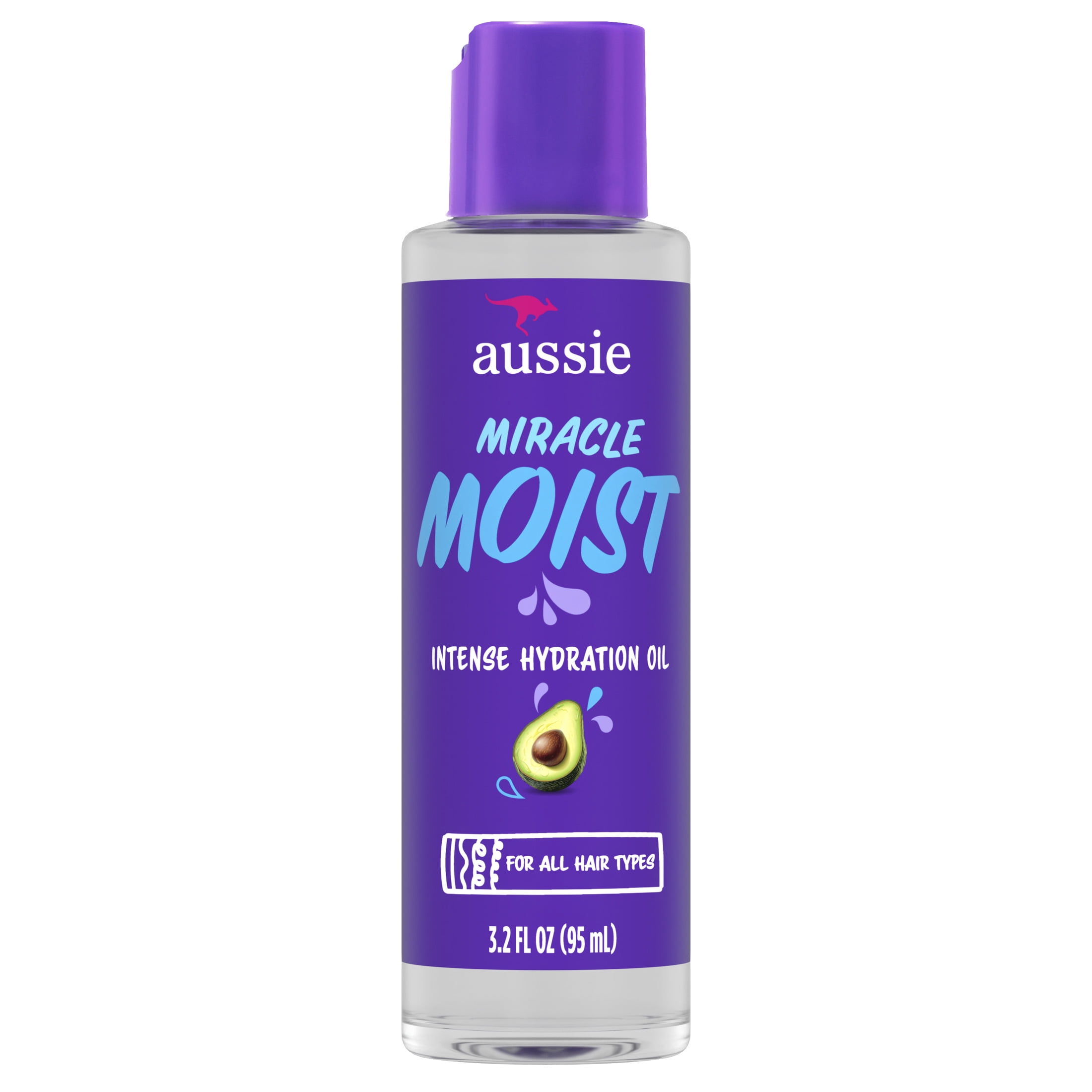 (3 pack) Aussie Miracle Moist Intense Hydration Hair Oil with Jojoba Oil, for Dry and Damaged Hair, 3.2 fl oz