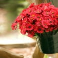 thumbnail image 2 of 6 Pcs Outdoor Artificial Flowers UV Resistant No Fade Fake Violet Flowers for Indoor Outside Hanging Planter Garden Patio Porch Window Box Wedding Home Décor(Red), 2 of 6
