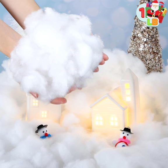 1 LB Fake Snow Cotton Christmas Decorations, Soft Snow Blanket for Christmas Village Accessories Indoor Winter Artificial White Clouds Craft Indoor Home Decor Tree Snowman Scene Display 1 LB