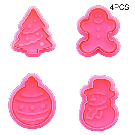 

4pcs Christmas Cookie Cutter Stamp Biscuit Mould Fondant Tree Bauble] D0E7