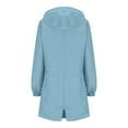 thumbnail image 4 of Plus Size Long Rain Jacket for Women Hiking Sports Zipper Hooded Windbreaker Jackets Outdoor Casual Waterproof Coat Light Blue, 4XL, 4 of 7