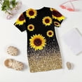 thumbnail image 6 of Abcomgle Girls Short Sleeve Dresses Casual A-Line Short Sleeve Midi Dress Sunflower Print Summer Crew Neck Cute Sundresses for 4-14t Kids, 6 of 6