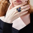 thumbnail image 2 of Vintage Oval Round Stone Statement Ring for Women Gold Plated Elegant Colorful Birthstone Flower Beaded Adjustable Open Wrap Finger Rings Comfort Fit Antique Art Deco Jewelry, 2 of 6