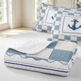 thumbnail image 4 of Manfei Modern Checkered Twin Quilt Set,Nautical Anchor Twin Coverlet Set,Navy White,2-Piece,1 Bedspread and 1 Pillowcase, 4 of 7