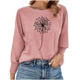 thumbnail image 1 of Womens Long Sleeved Printed Round Neck Top T-Shirt, 1 of 5