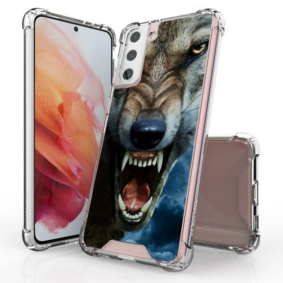 ANJ  Hybrid Slim Hard Back Cover Case Flexible Bumper for Samsung Galaxy S21 Plus - Feral Wolf