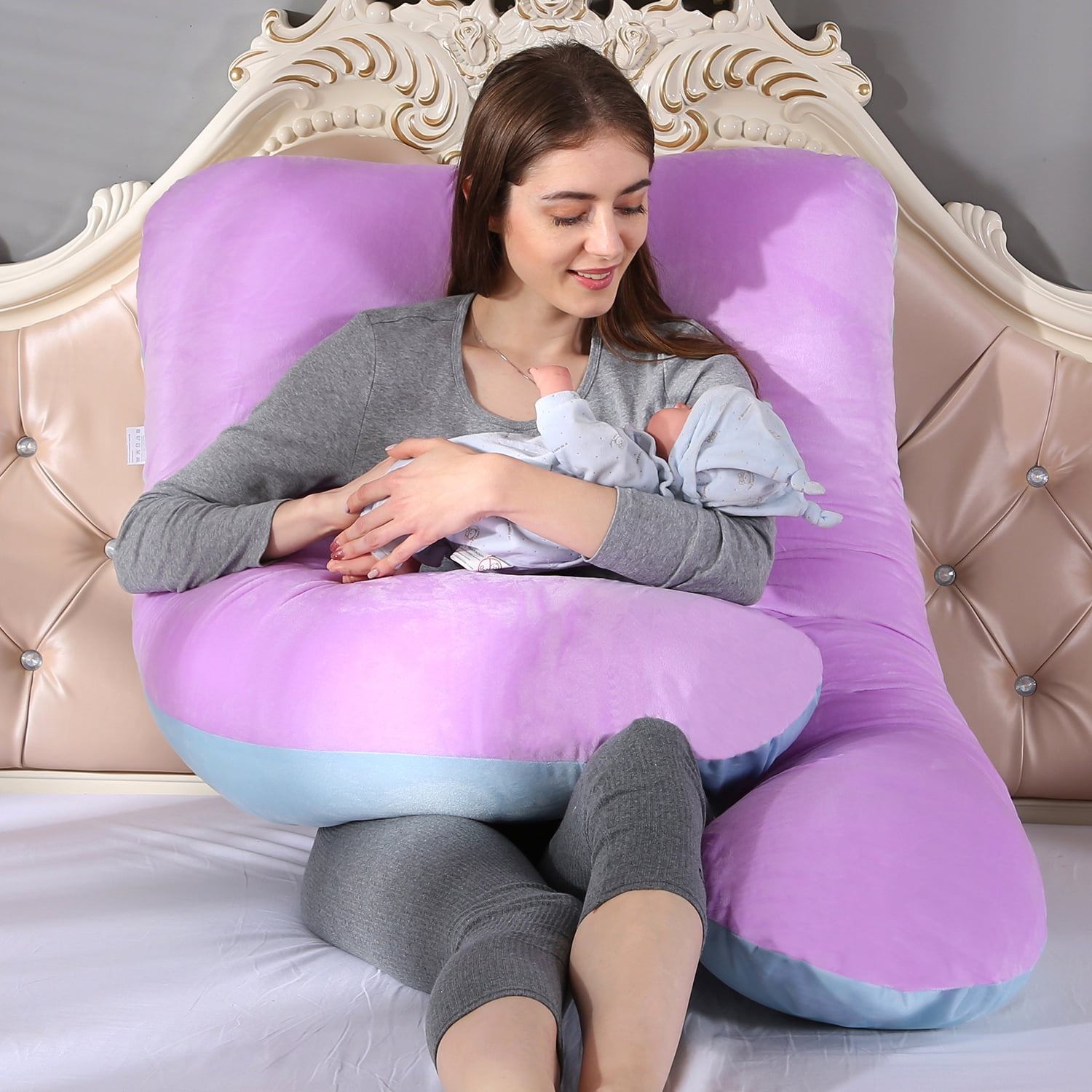 Pillow Cover Light For Full Body Maternity Pillow U Shaped Samay Easy Zipped 