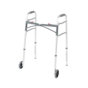 Folding 2-button walker, 5 wheels-glides, junior, 1 ea