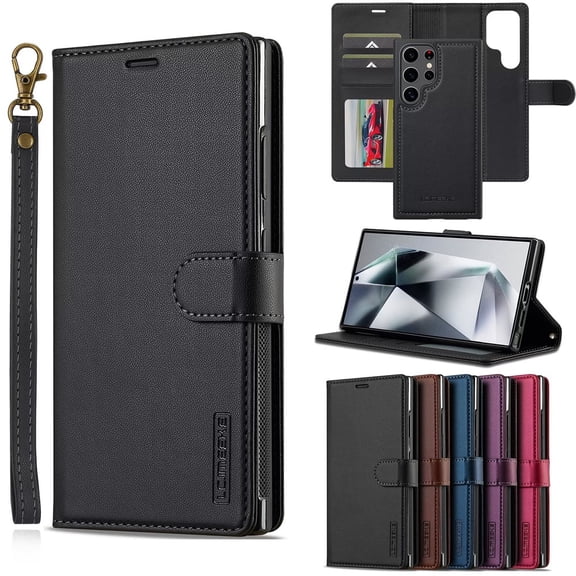 LC.IMEEKE Case for Samsung Galaxy S26 Ultra 5G 6.9 inch, 2 in1 Multifunctional Detachable Wallet Phone Case for Men Women with RFID Blocking Wrist Strap Shockproof Protective Case,Black