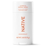Native Deodorant, Aluminum Free, Citrus & Herbal Musk, Deodorant for Men and Women, 2.65 oz