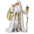 thumbnail image 4 of The Ashton-Drake Galleries White Christmas Decoration Musical Santa Claus Portrait Doll With A Beautiful Gold Filigree Robe Lined with 40 Sparkling LED Lights Plays Melody White Christmas 25"-Inches, 4 of 9