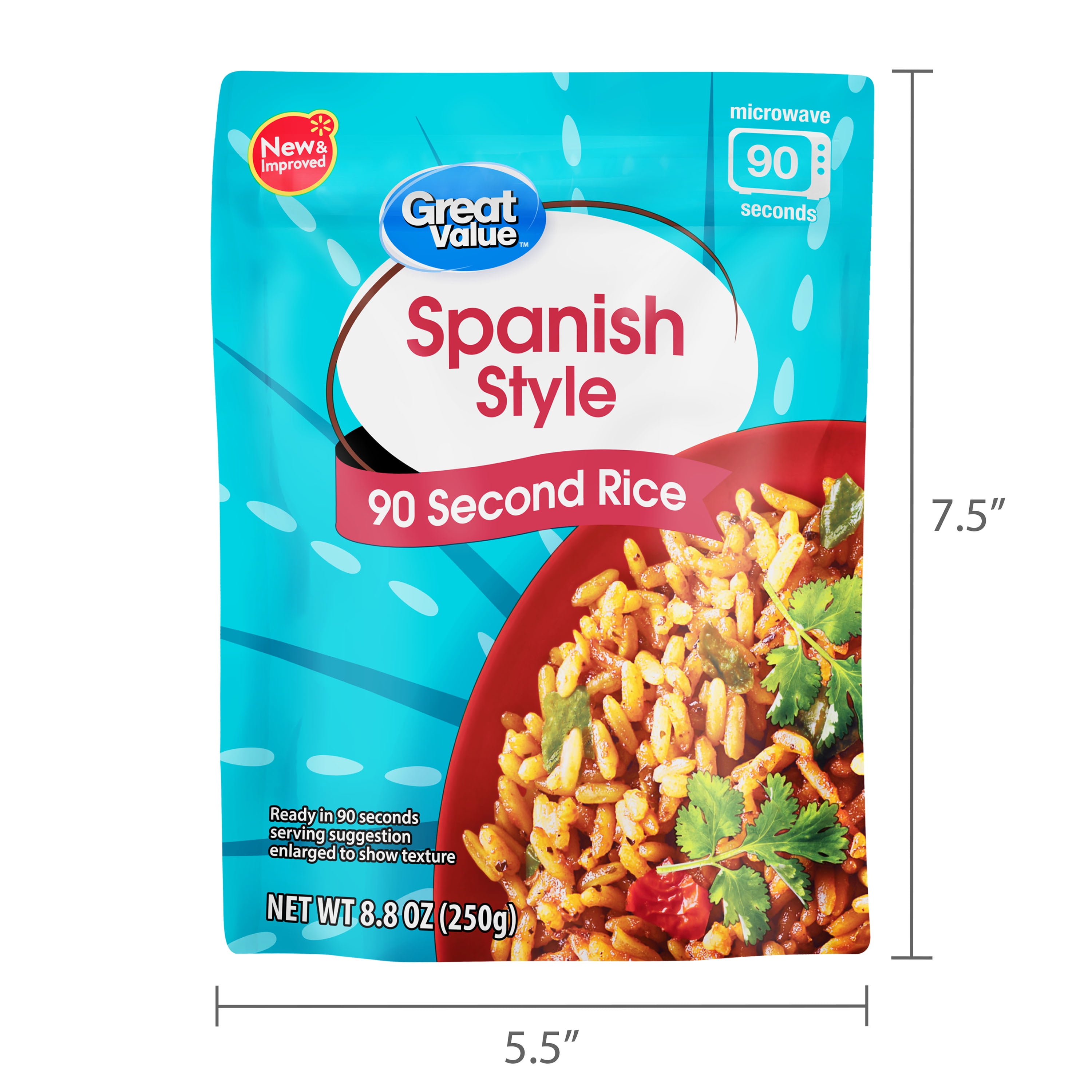 Great Value Ready-to-Heat 90-Second Spanish Style Rice Pouch, 8.8 oz