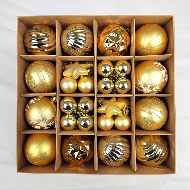 Adornos de bolas de Navidad de 60mm, 42 piezas, adorno de árbol de Navidad inastillable con lazo colgante para fiesta de vacaciones, estilos en forma de bola(A Style 42pcs 6 cm