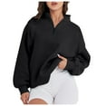 thumbnail image 2 of ClodeEU Women's Oversized Half Zip Sweatshirts,Cozy Trendy Long Sleeve Pullover Tops Y2k Fall Outfits Black,Womens Plus L, 2 of 7