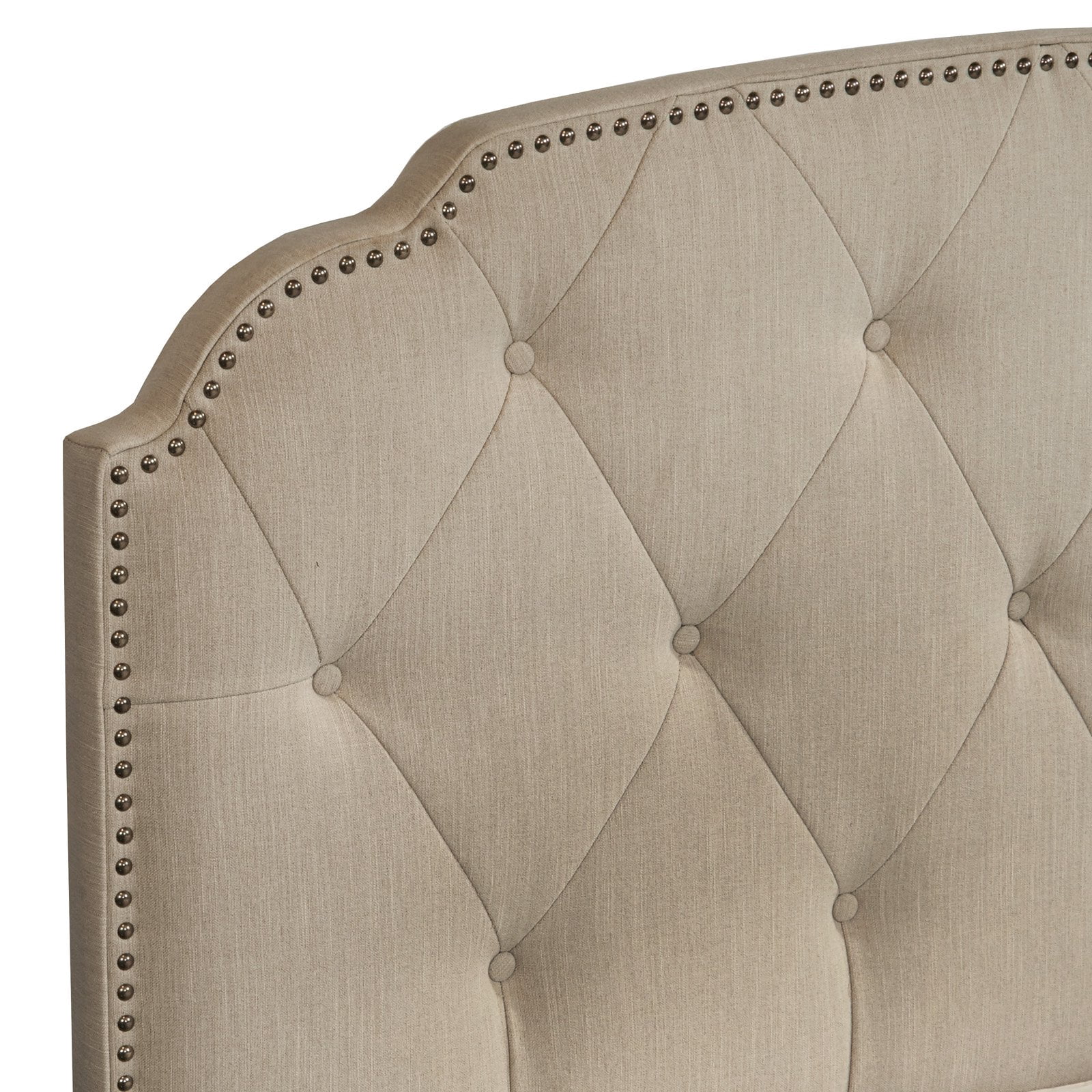King All-In-One Shaped Corners Upholstered Bed in Dupree Linen