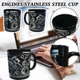 thumbnail image 4 of Engine Block Design Mug V8 Cylinder Shaped Coffee Cup with Detailed Mechanical Texture for Home or Office Use, 4 of 7