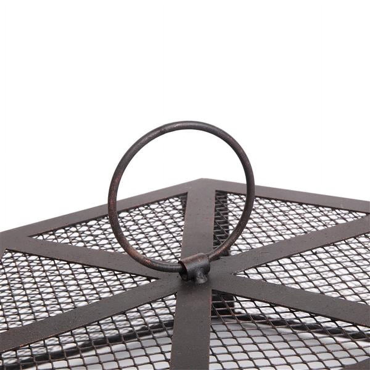 22" Hexagonal Iron Brazier Fire Pit – Antique Copper Wood Burning Outdoor Fireplace with Spark Guard for Backyard & Poolside