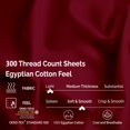 thumbnail image 4 of Superior 4-Piece 300 Thread Count Burgundy Egyptian Cotton Sheet Set, California King, 4 of 8