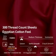 Superior 3-Piece 300 Thread Count Burgundy Egyptian Cotton Sheet Set, Twin XL