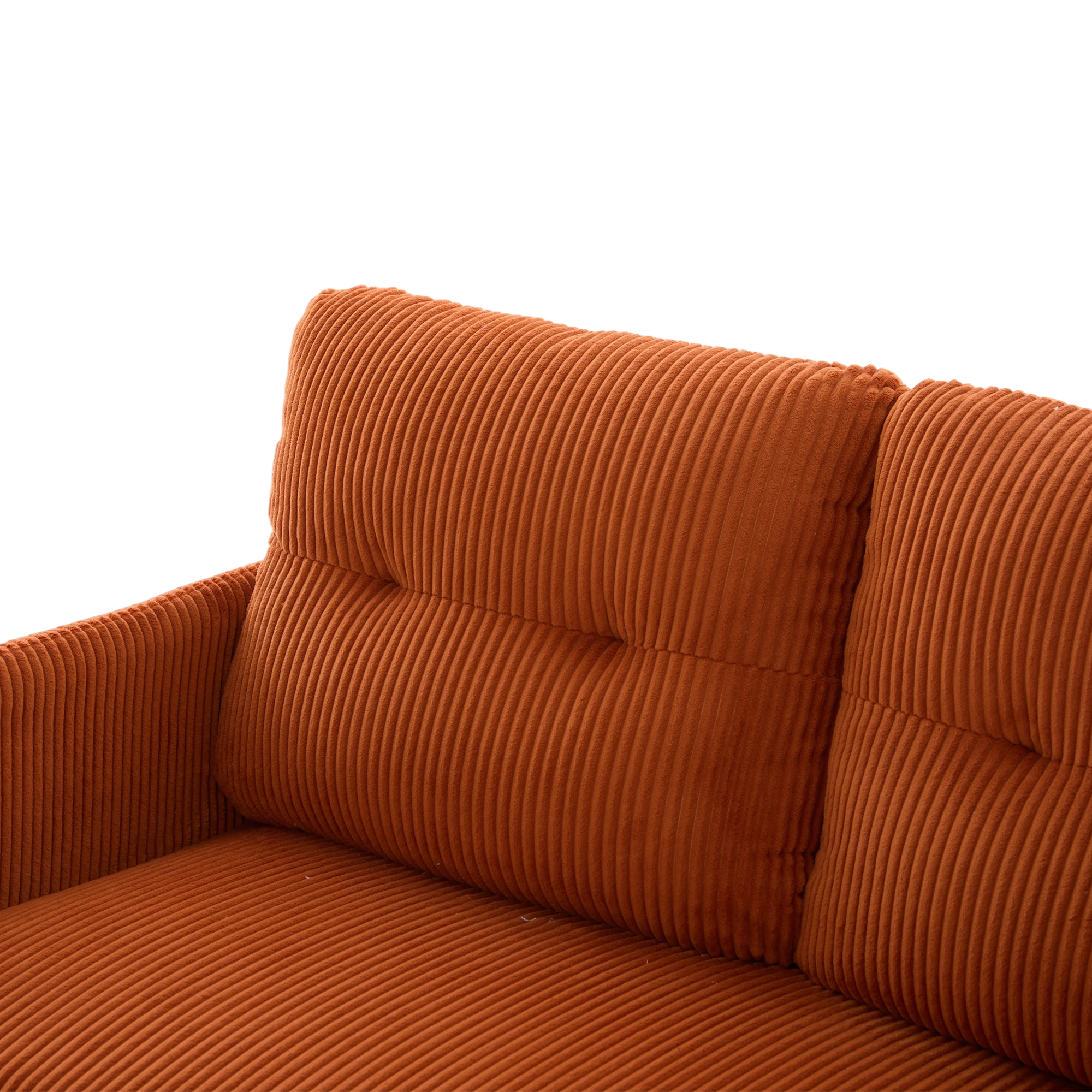 Loveseat, Small Sofa, Couch, Oversized Corduroy 2-Seater Sofa with Side Storage Pockets and Sturdy Metal Legs for Apartment, Dorm or Living Room, Orange