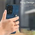 thumbnail image 4 of Nalacover For Samsung A52 5G Case Ring Holder Kickstand with Credit Card Holder, Back Flip Premium Leather Magnetic Clasp Removable Wirst Hand Strap Cover for Samsung Galaxy A52 5G, Blue, 4 of 15