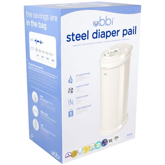 Steel Diaper Pail, Odor Locking, No Special Bag Required, Award-Winning, Registry Must-Have, Ivory