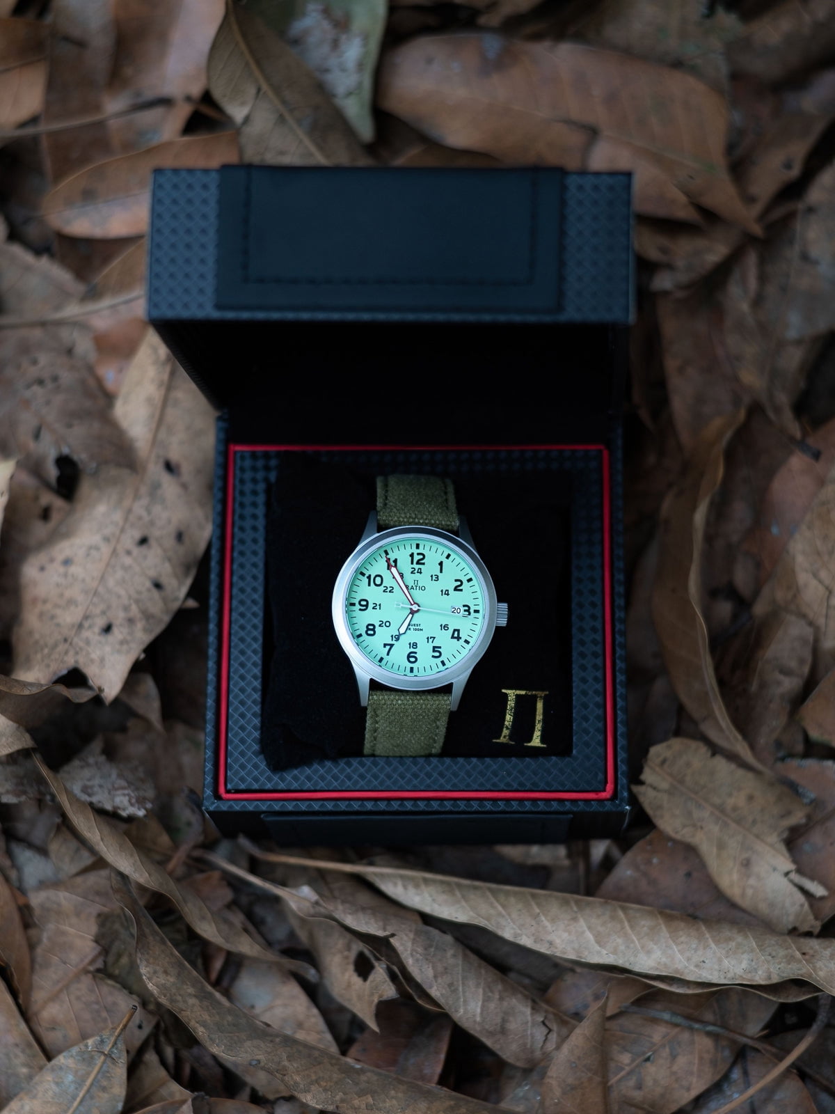 Ratio Quest Men's Field Watch Sapphire Canvas Strap Quartz RTQ021 100M Lewis And Clark Edition