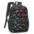 thumbnail image 2 of Game Controller Black Pattern 17" School Backpacks for Teens,Waterproof Oxford Fabric,S-Shape Padded Straps for School,Travel,Hiking,Camping, 2 of 6