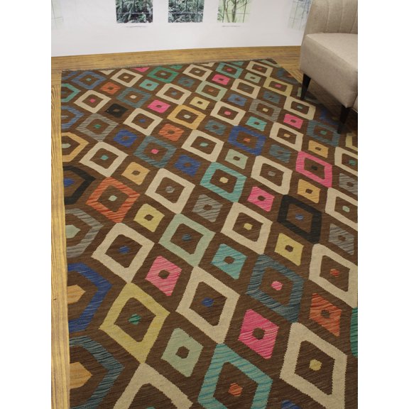 Sangat Mughni Brown/Beige Rug, 6'7" x 9'10"