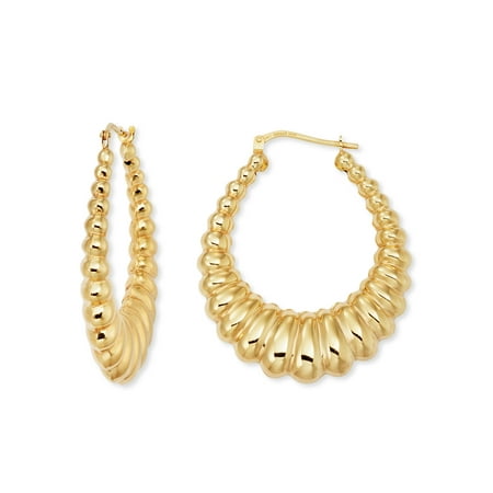 Brilliance Fine Jewelry Scallop Hoop Earrings 18K Gold Plated Sterling Silver