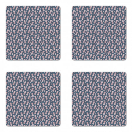 

Tropical Coaster Set of 4 Vintage Exotic Island Pineapples and Little Polka Dots in Pastel Tones Square Hardboard Gloss Coasters Standard Size Rose and Slate Blue by Ambesonne