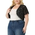 thumbnail image 4 of Unique Bargains Women's Plus Size Sheer Shrug Cardigan Floral Lace Shrugs Tops 2X Dark Black, 4 of 6