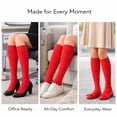 thumbnail image 3 of Diamond Star Women's Knee High Socks Trouser Socks, Stretchy Soft Thin Material (Red - 6 Pairs, Socks Size 9-11, Fit Women's Shoe Size 4-10.5), 3 of 6