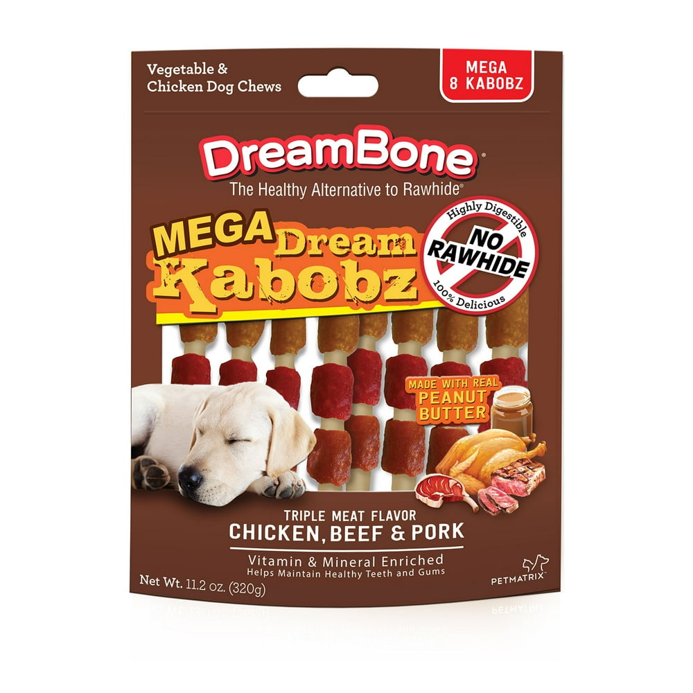 DreamBone Mega Dream Kabobz Dog Chews w/ Peanut Butter, 8Count