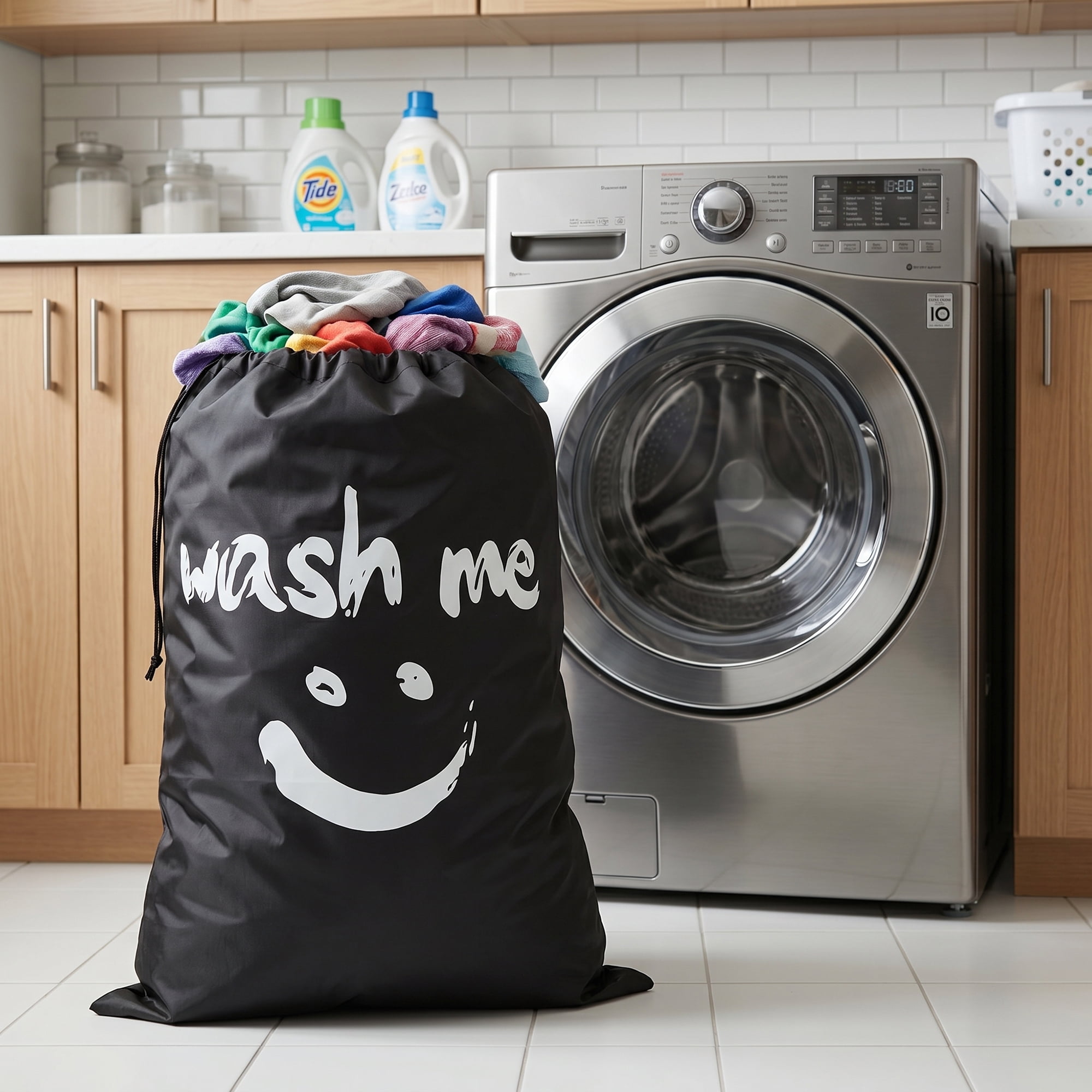Unique Bargains 2Pcs Waterproof Wet Dry Travel Laundry Bag Black 24" x 36.2"
