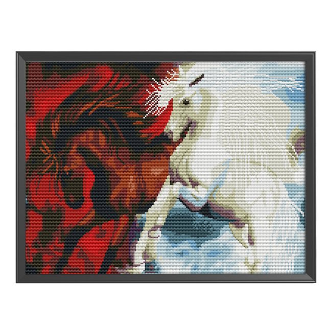 Cuadros Decorativos Animales 11CT Kits de punto de cruz estampados Bordado de costura (Caballo JL015) Likrtyny embutido en tela
